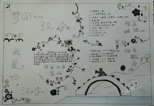 我爱你汉字手抄报图片3张