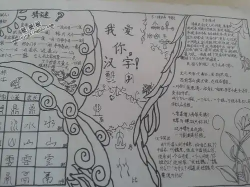 我爱你汉字手抄报图片资料