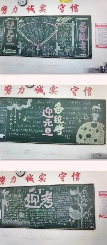 德清求是高中岁末将至,敬颂冬绥庆元旦,迎新年黑板报