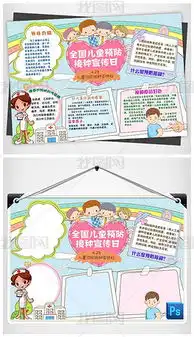 ps全国儿童预防接种宣传日小报防疫针健康手抄小报素材图片模板下载