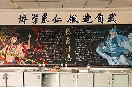 中学生创意黑板报,绘画功底令人羡慕,老师看后都不忍擦掉