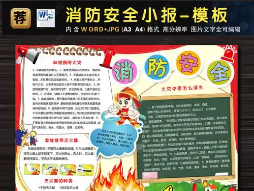 消防安全知识小报海报防火宣传电子手抄报图片模板下载