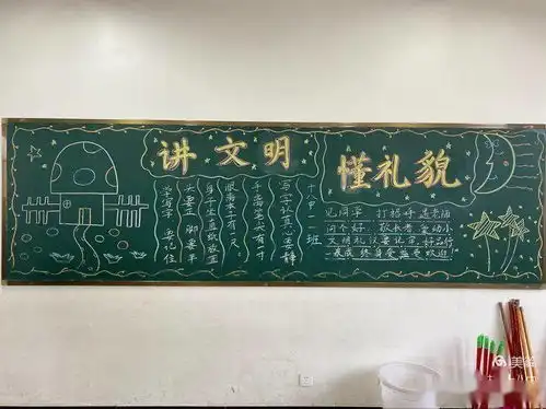 驻马店市第十八初级中学文明礼仪伴我行主题黑板报活动