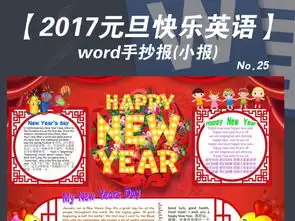2017鸡年电子小报元旦新年英语手抄报图片模板下载