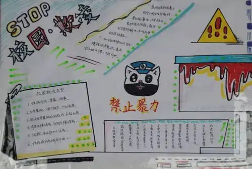 反对校园欺凌,共创和谐校园手抄报展示