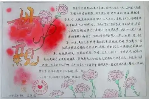 2020年初一母亲节手抄报3张