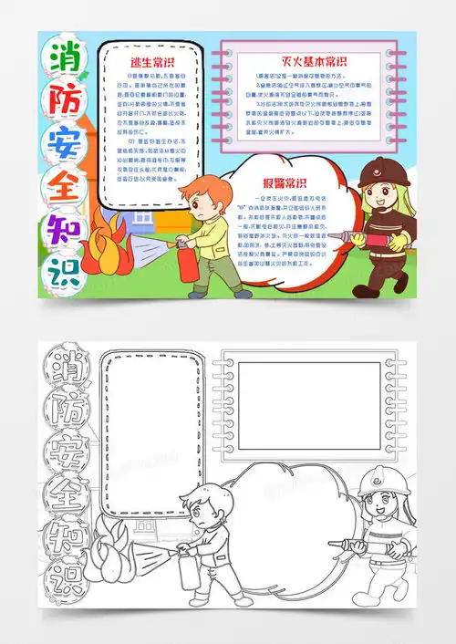 消防小报安全知识小报手抄报模版word模板下载熊猫办公