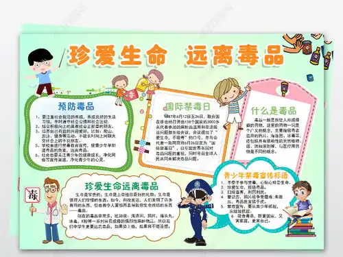 珍爱生命远离毒品小报禁毒日手抄报图片模板下载