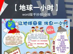 环保保护地球关灯1小时绿色小报电子手抄报图片模板下载