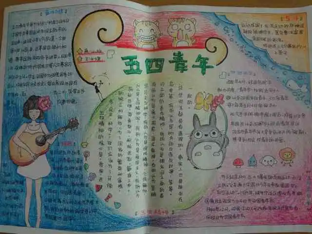 青年节手抄报无畏年少青春,迎风潇洒前行