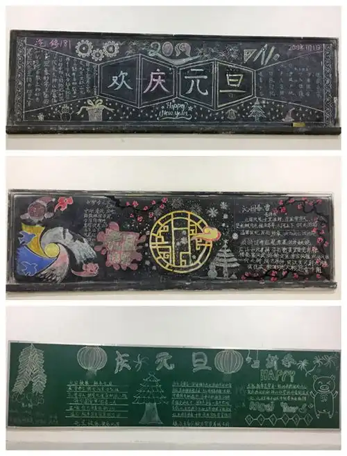 我校开展迎新年庆元旦主题黑板报评比活动