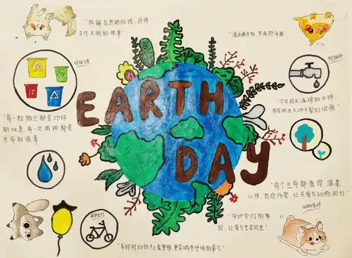 世界地球日第三青年社区分党委开展绿色地球青春同行手抄报活动