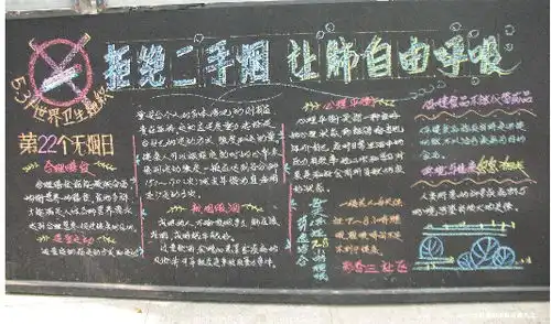 2017年无烟日黑板报,拒绝二手烟吸烟伤肺