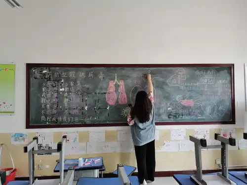 凫城镇付庄小学开展以防疫情为主题的黑板报宣传活动