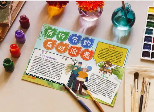 厉行节约反对浪费卡通手抄报word模板下载熊猫办公