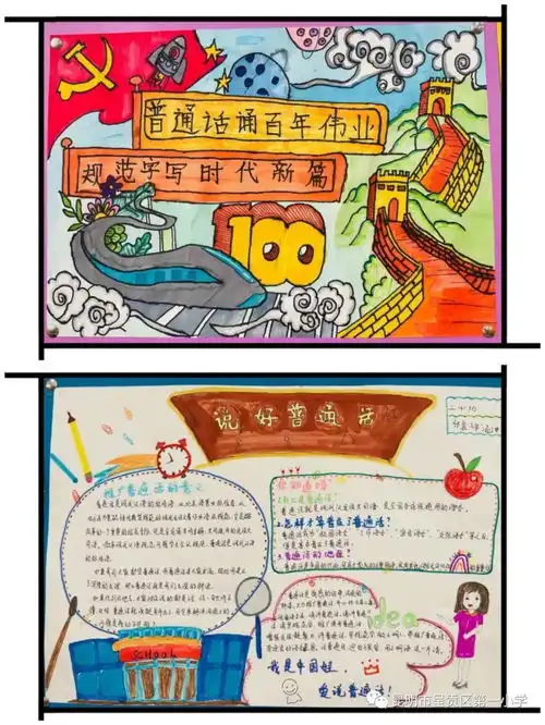 普通话诵百年伟业,规范字写时代新篇主题板报比赛昆明市呈贡区第一小学广电苑校区