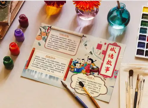 红色成语故事电子小报word模板下载红色熊猫办公