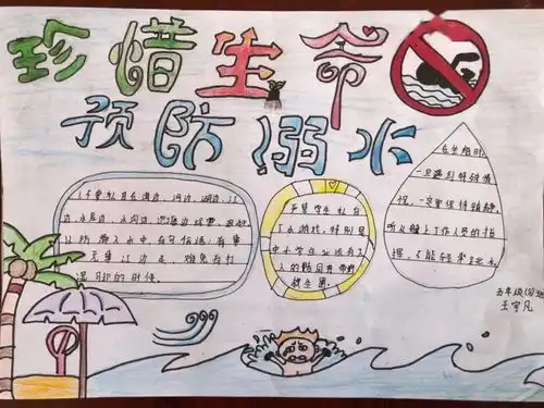 实验一小举办防溺水手抄报展示活动