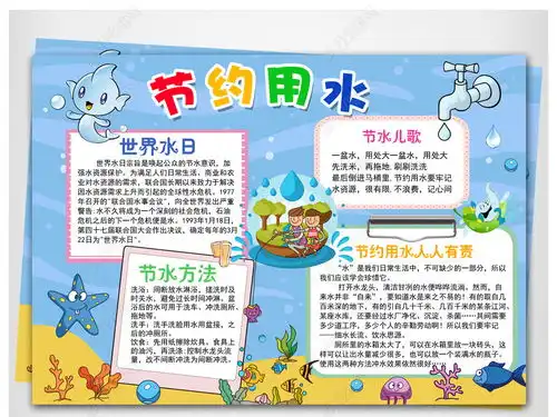 节约用水环境保护珍惜水世界水日手抄报小报边框图片模板下载
