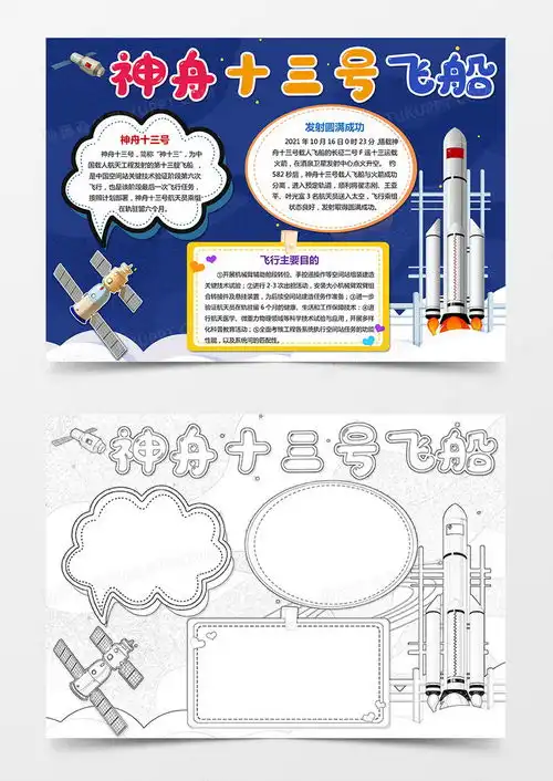 神舟十三号成功发射小报航天宇航员小报手抄报word模板下载熊猫办公