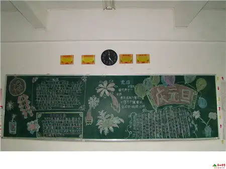 元旦黑板报元旦喜气洋洋