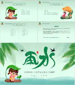雨水节气介绍ppt模板下载21页小清新熊猫办公