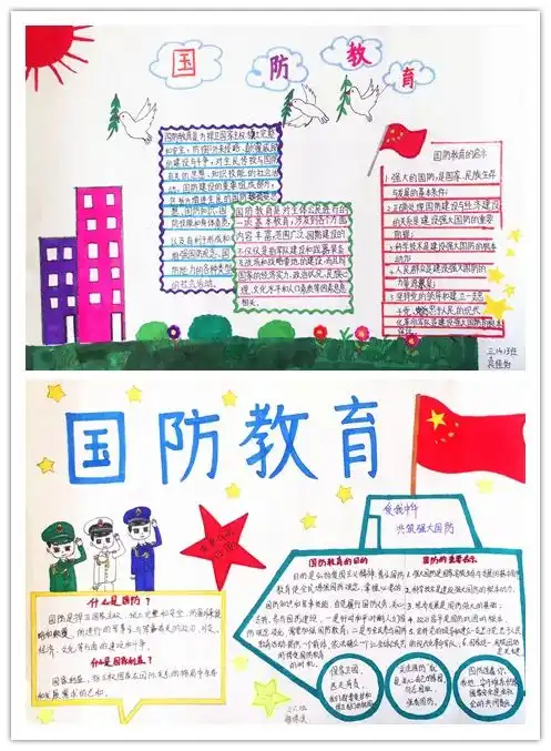 手抄报绘起来主题班会开起来,这所学校的国防教育活动真出彩