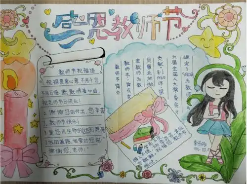 感恩教师节,难忘师生情葛沟中心小学用画笔向老师表白绘画手抄报评比活动