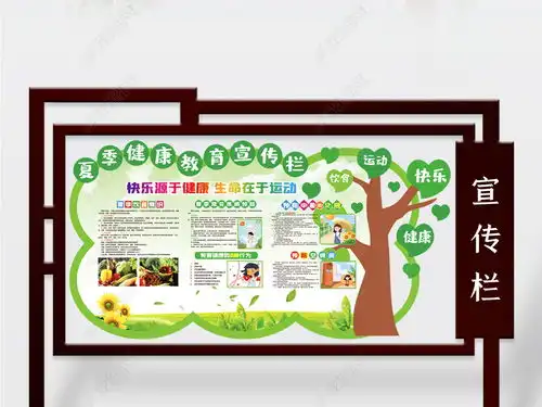 绿色清新夏天健康教育异形板报设计图片下载