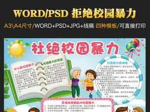 杜绝校园暴力小报校园安全教育电子手抄报图片模板worddoc设计图下载校园安全手抄报大全编号18313894
