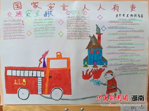剪纸绘画手抄报小学生自创作品传播国家安全知识