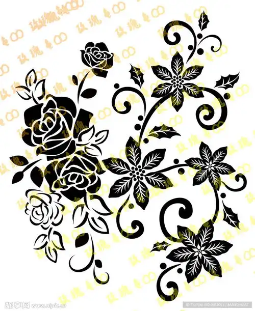 圣诞花与玫瑰花花纹设计图psd分层素材psd分层素材