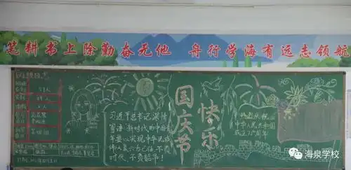 海泉学校请党放心,强国有我迎国庆主题板报