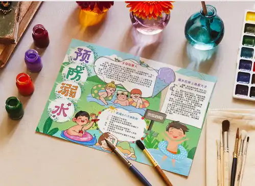 卡通夏季预防溺水暑假安全手抄报word模板下载暑假