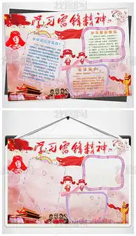 纯红色时代感可爱学雷锋小报word模板图片下载