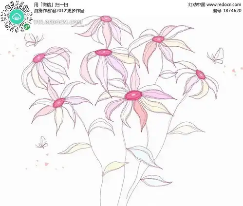 矢量手绘花瓣花卉线稿插画设计稿件ai素材免费下载红动网