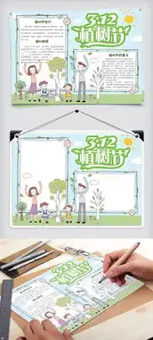 清新卡通植树节校园学生节日小报手抄报电子模板图片素材psd分层格式下载植树节手抄报大全