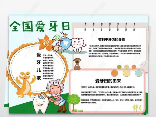 920全国爱牙日保护牙齿健康教育爱牙护牙手抄报图片模板下载