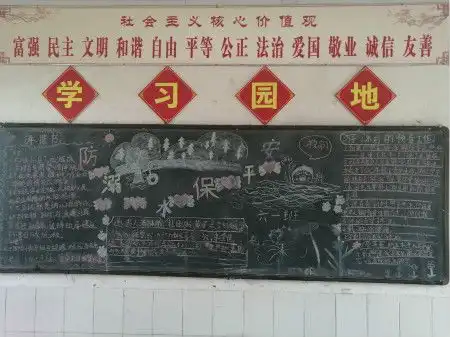 淅川县大石桥乡小开展防溺水黑板报评选活动