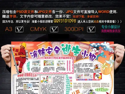 消防安全日小报防火防灾安全教育手抄小报图片模板下载