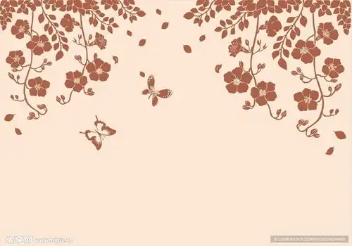 硅藻泥背景花对角花蝴蝶设计图花边花纹