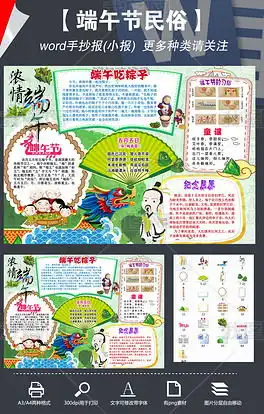 word传统节日端午节习俗文化花边边框手抄报小报图片模板下载