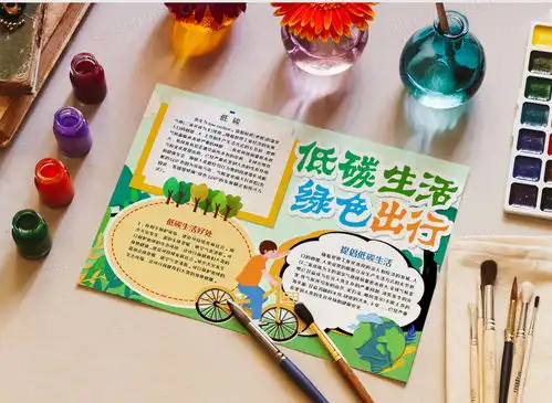 卡通低碳生活绿色出行手抄报word模板下载熊猫办公