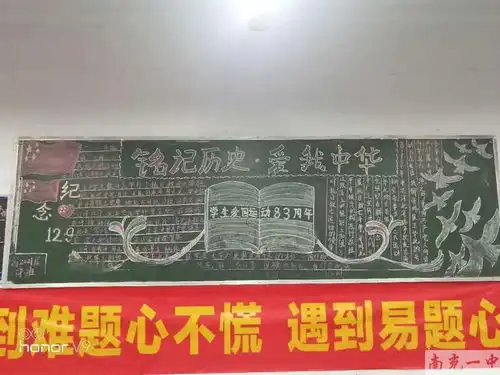 铭记历史爱我中华纪念一二九黑板报展评活动
