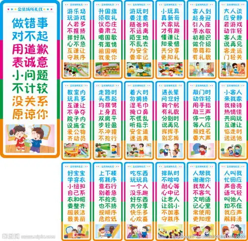 幼儿园公共场所文明礼仪标语展板图片