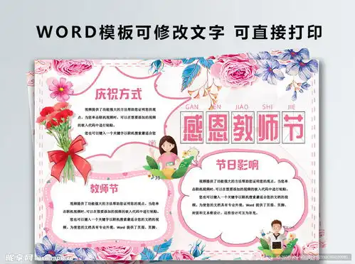 粉色清新感恩教师节手抄报设计图
