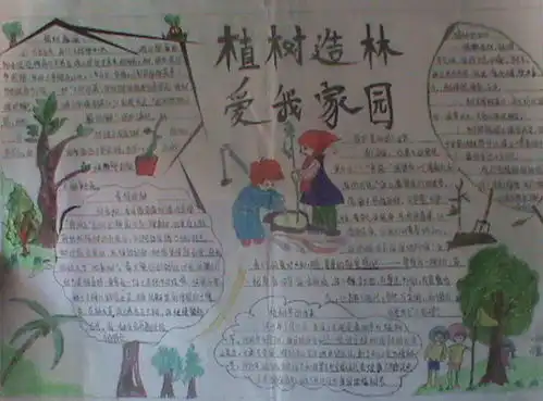 关于植树造林爱我家园手抄报
