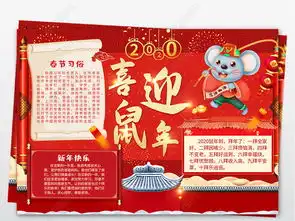 2020年漂亮的春节手抄报新年快乐电子小报全新模板图片下载
