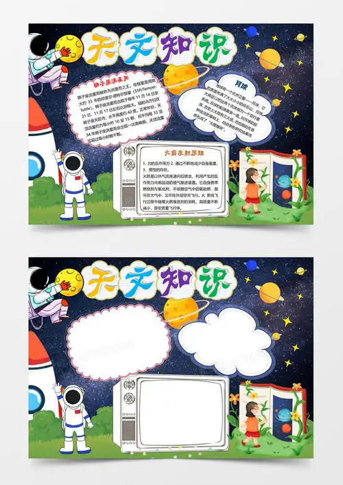 星空儿童卡通天文知识电子小报手抄报word模板下载熊猫办公
