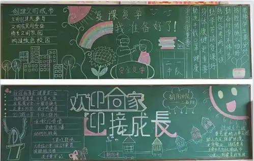 德州市第二实验小学老师手绘黑板报迎复课